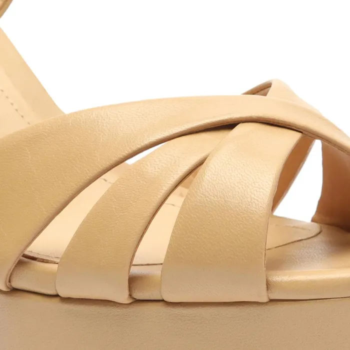 Sandals Keefa Nappa Leather Sandal Light Nude Schutz Shoes Platforms