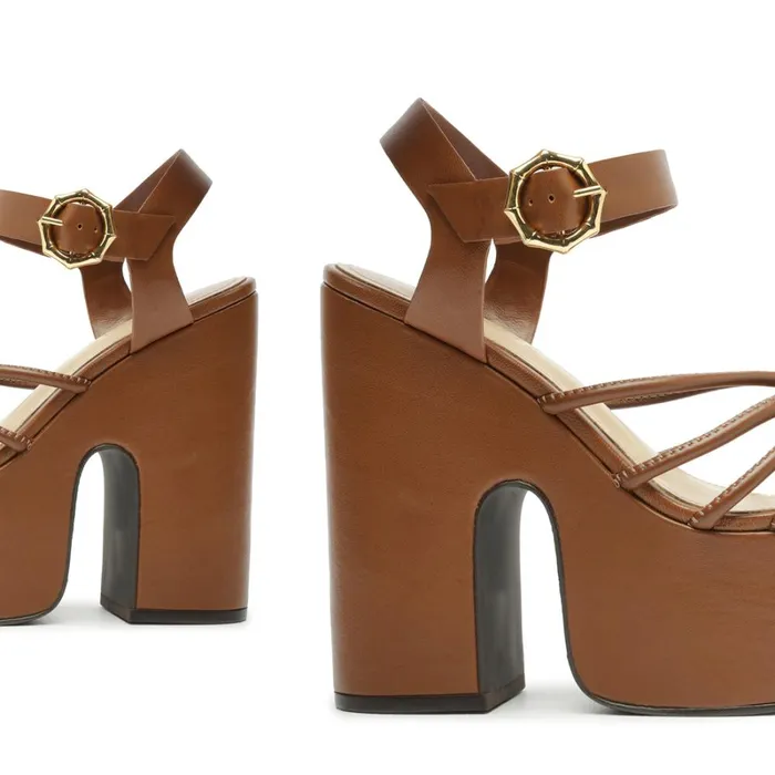 Sandals Mahi Cutout and Nappa Sandal Brown Schutz Shoes Platforms