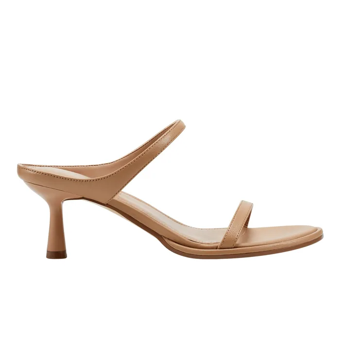 Sandals Marc Fisher Women Alonde Heeled Slide Sandal Medium Natural Leather