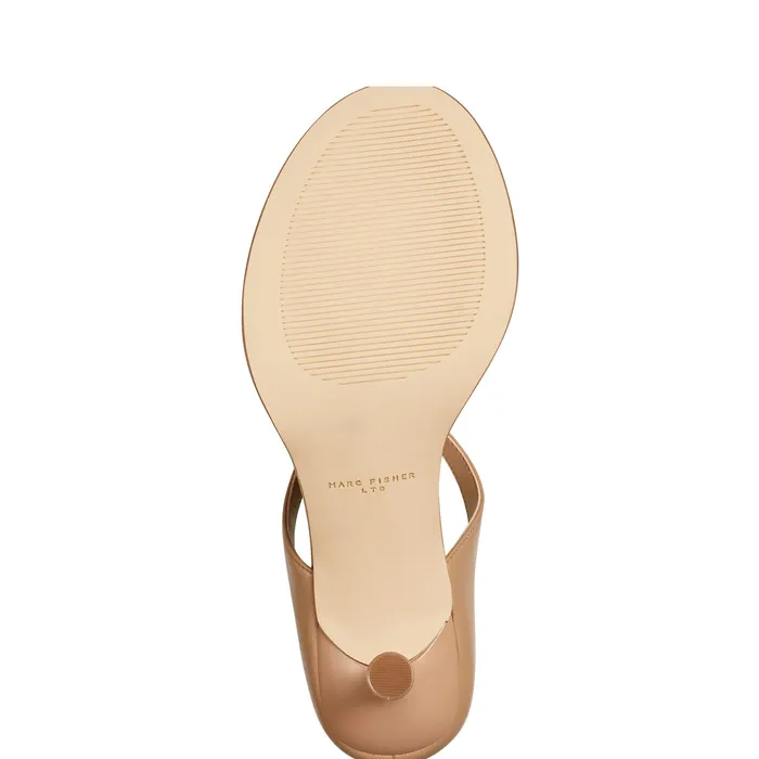 Sandals Marc Fisher Women Alonde Heeled Slide Sandal Medium Natural Leather