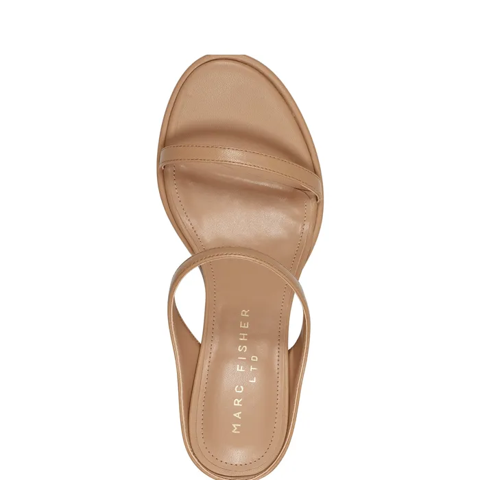 Sandals Marc Fisher Women Alonde Heeled Slide Sandal Medium Natural Leather