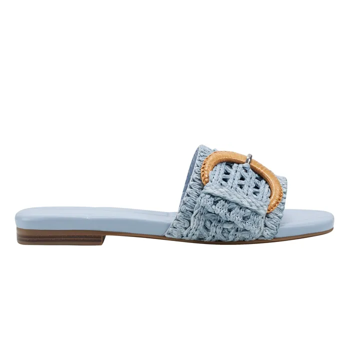 Sandals Marc Fisher Women Loree Flat Slide Sandal Light Blue