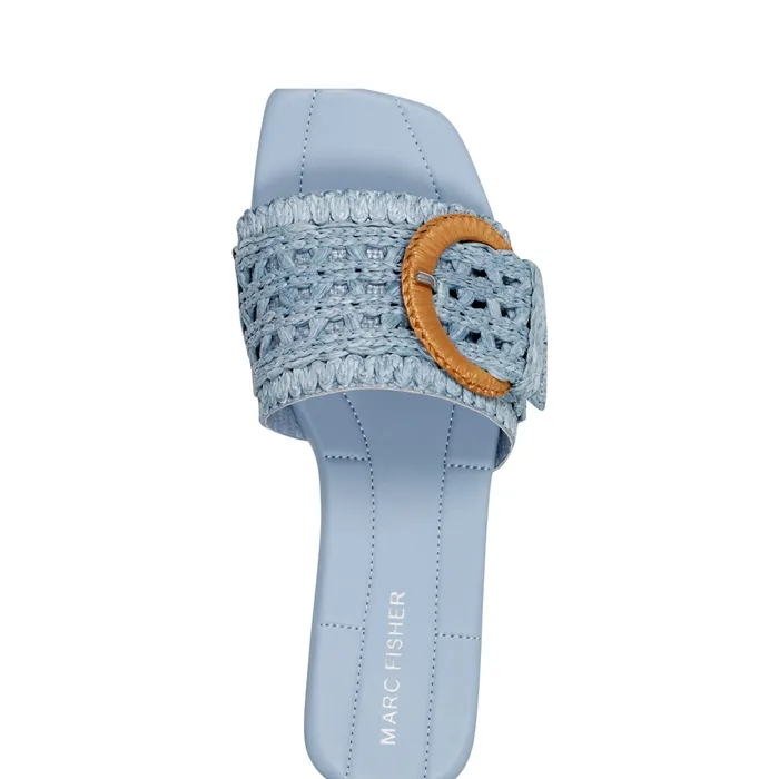 Sandals Marc Fisher Women Loree Flat Slide Sandal Light Blue