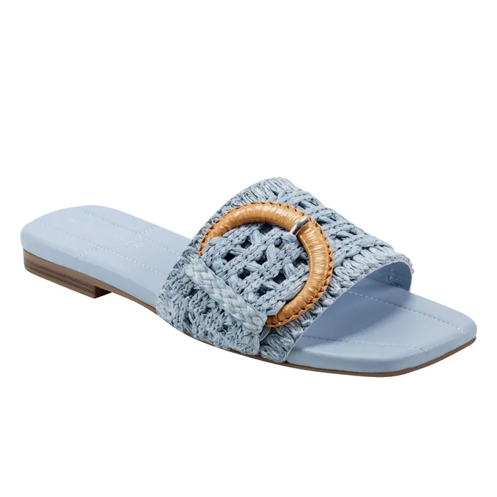 Sandals Marc Fisher Women Loree Flat Slide Sandal Light Blue