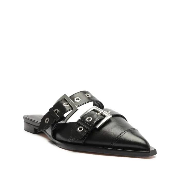 Sandals Penny Leather Flat Black Schutz Shoes Mule