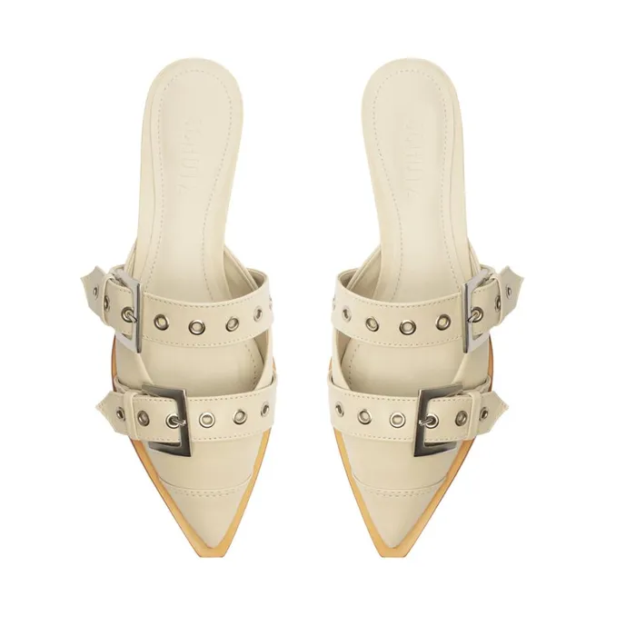 Sandals Penny Leather Flat Pearl Schutz Shoes Mule