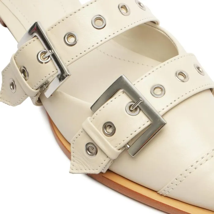 Sandals Penny Leather Flat Pearl Schutz Shoes Mule