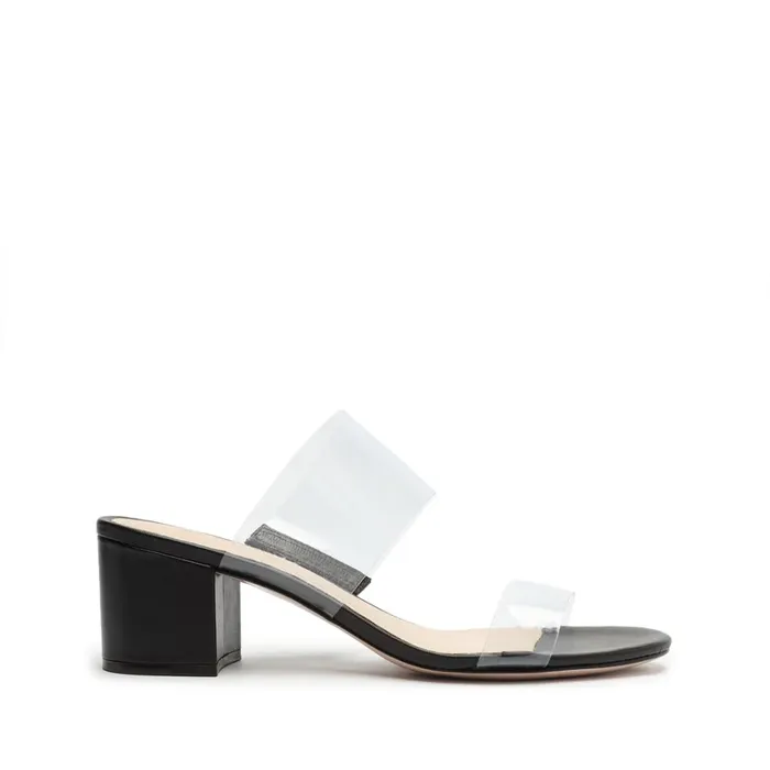 Sandals Victorie Vinyl and Leather Sandal Black Schutz Shoes Mule