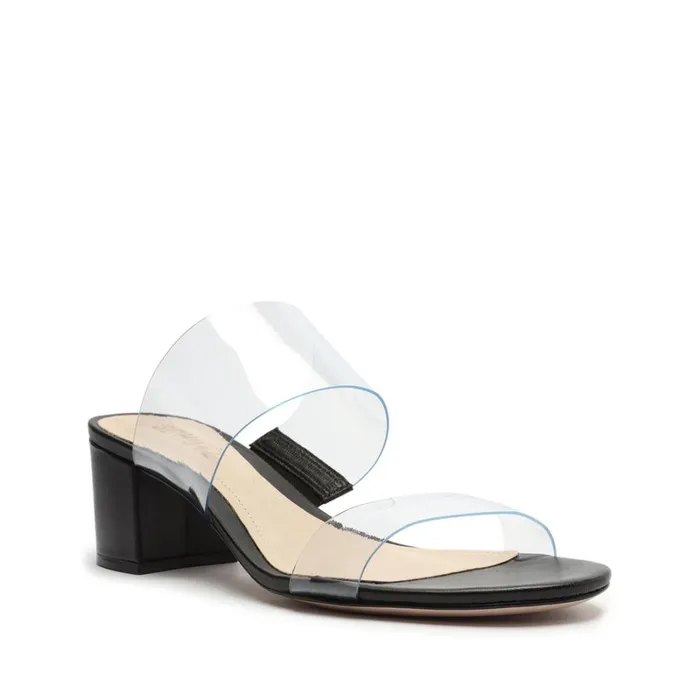 Sandals Victorie Vinyl and Leather Sandal Black Schutz Shoes Mule