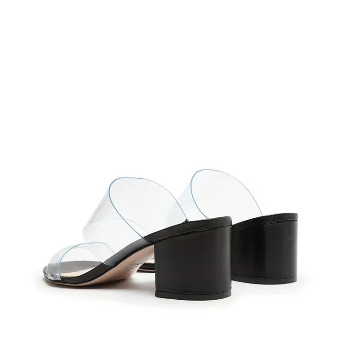Sandals Victorie Vinyl and Leather Sandal Black Schutz Shoes Mule