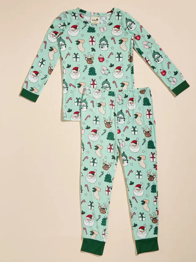 Santa Pals Top And Pants Lounge Set Mistgreen Girl Altar039d State Sleepwear Santa Pals Top And Pants Lounge Set Mistgreen Girl Altar039d State Sleepwear
