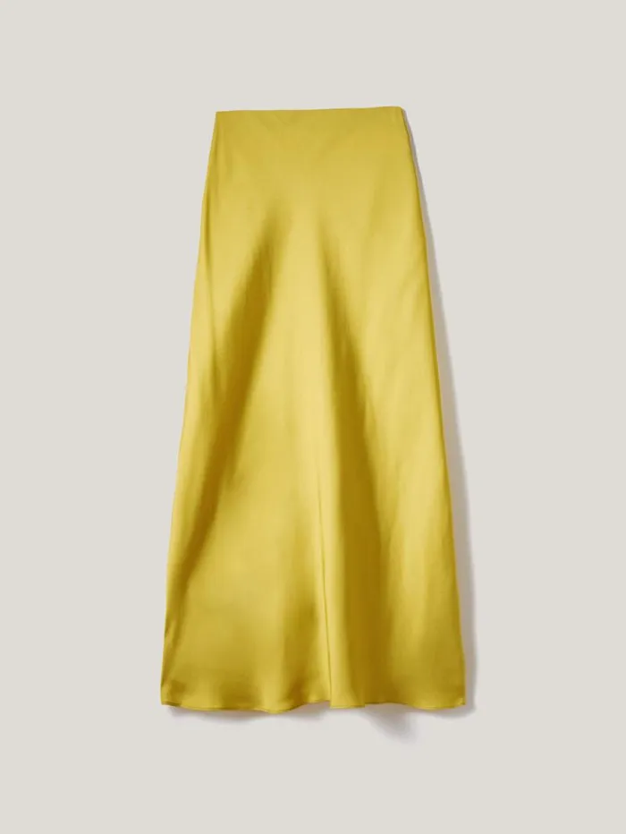 Satin Bias Maxi Skirt Yellow Women Jigsaw Skirts