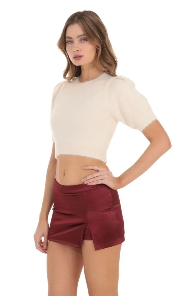 Satin Low Rise Skort Red Women LUCY IN THE SKY Skirts