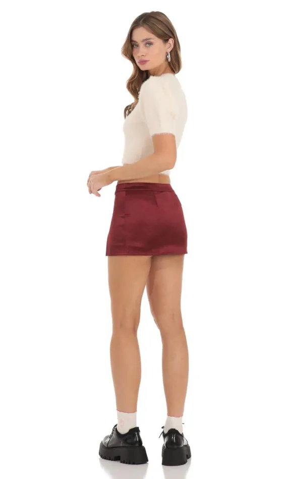 Satin Low Rise Skort Red Women LUCY IN THE SKY Skirts Satin Low Rise Skort Red Women LUCY IN THE SKY Skirts