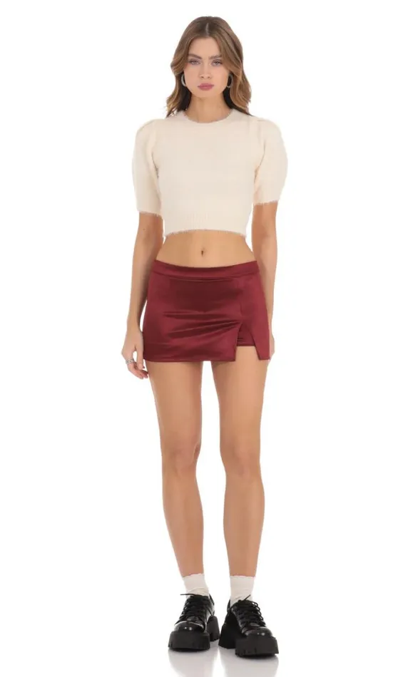 Satin Low Rise Skort Red Women LUCY IN THE SKY Skirts Satin Low Rise Skort Red Women LUCY IN THE SKY Skirts