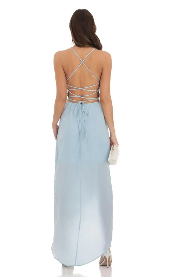 Satin Luxe Maxi Dusty Blue Women LUCY IN THE SKY Maxi Dresses Satin Luxe Maxi Dusty Blue Women LUCY IN THE SKY Maxi Dresses