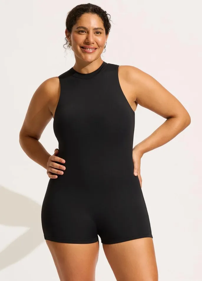 Seafolly Black One Pieces Women Seafolly Collective Boyleg Zip One Piece 8211 Black