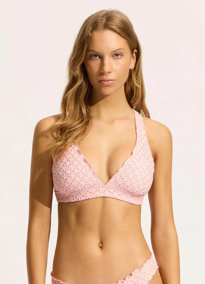 Seafolly Triangle Women Daydreamer Multi Fit Longline Triangle Bikini Top 8211 Dusty Pink