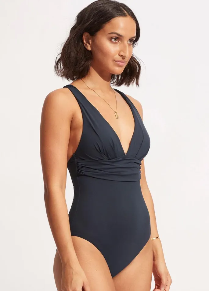 Seafolly V Neck Women Seafolly Collective Cross Back One Piece 8211 True Navy