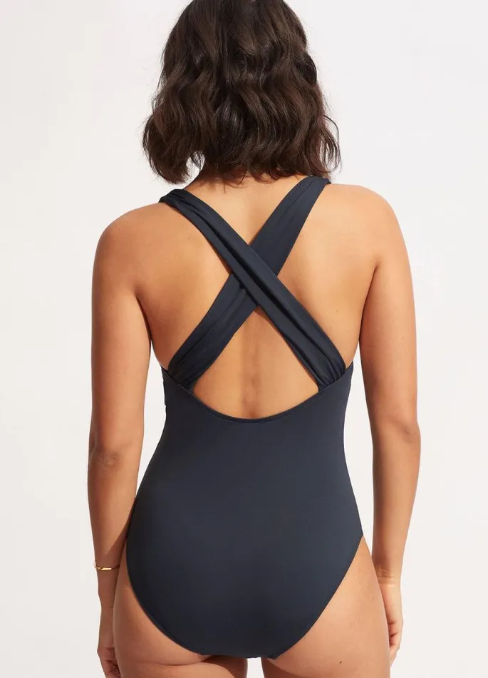 Seafolly V Neck Women Seafolly Collective Cross Back One Piece 8211 True Navy
