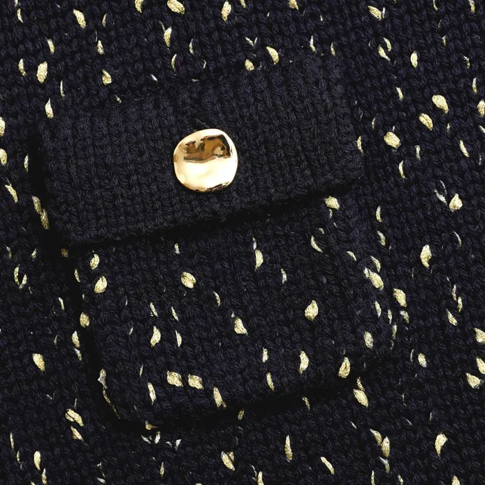 Self Portrait Bottoms Women Navy Metallic Merino Knit Midi Skirt