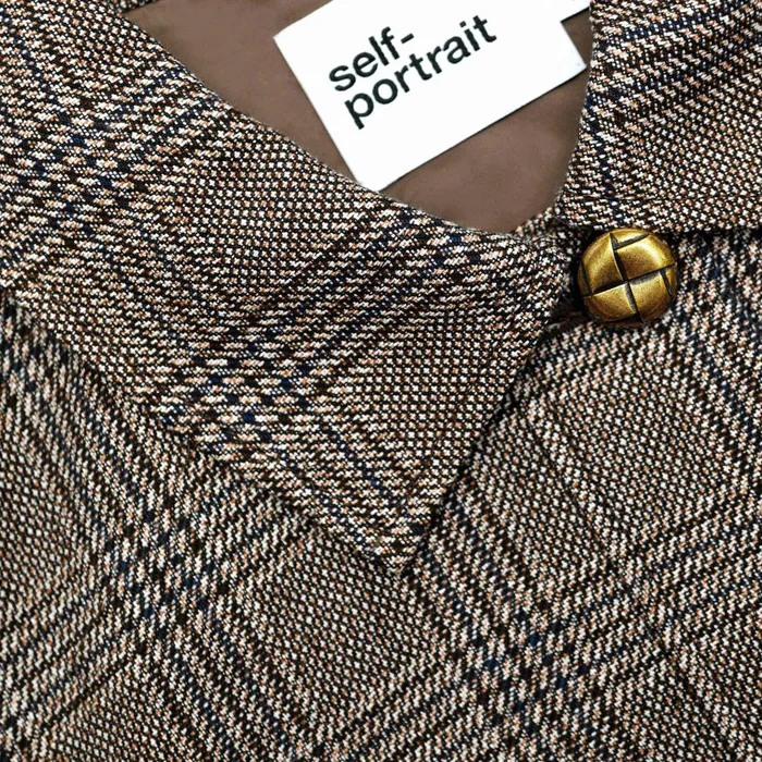 Self Portrait CoOrds Women Brown Check Jacket