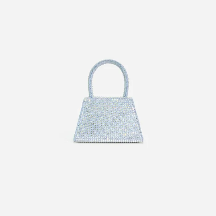 Self Portrait Denim Women Blue Rhinestone Denim Micro Bow Bag