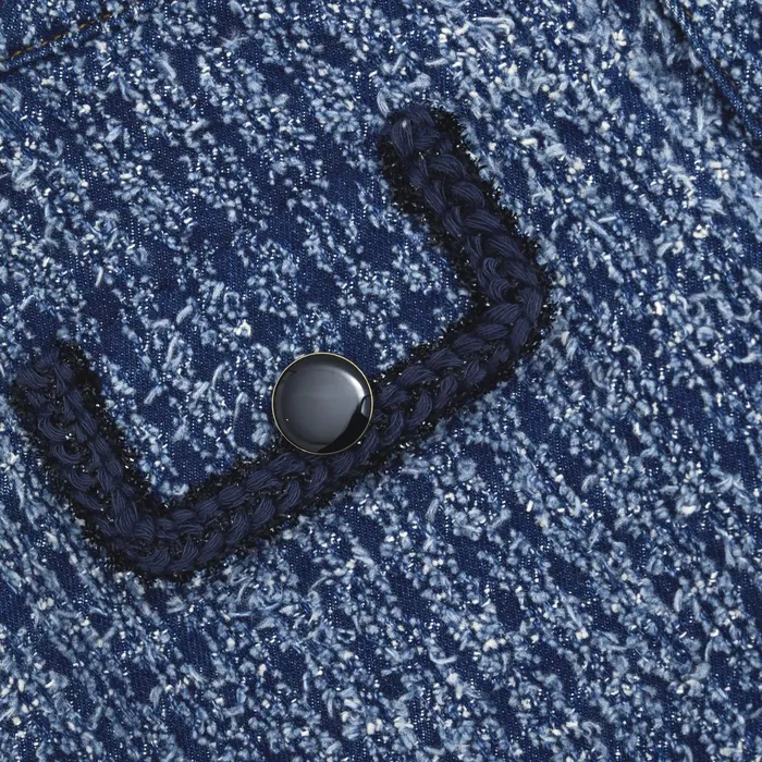 Self Portrait Denim Women Textured Denim Jacket