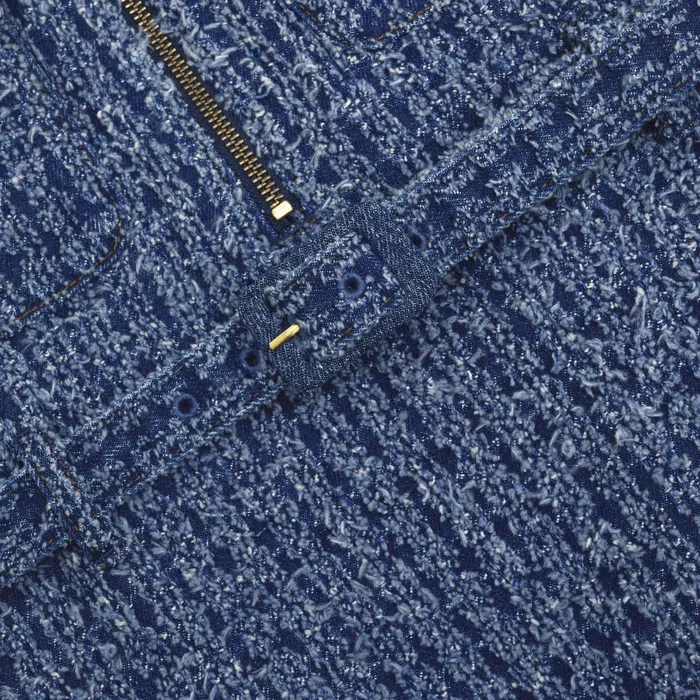 Self Portrait Denim Women Textured Denim Mini Dress