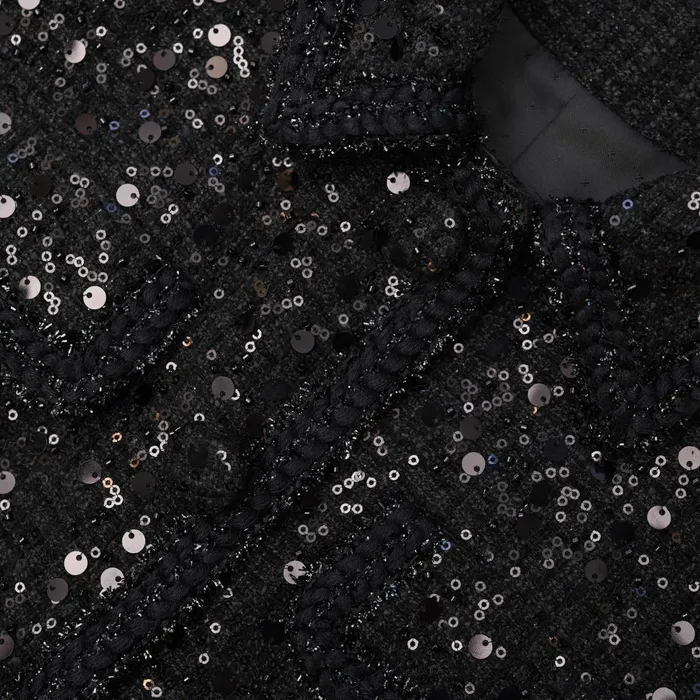Self Portrait Dresses Women Black Sequin Boucle Mini Dress