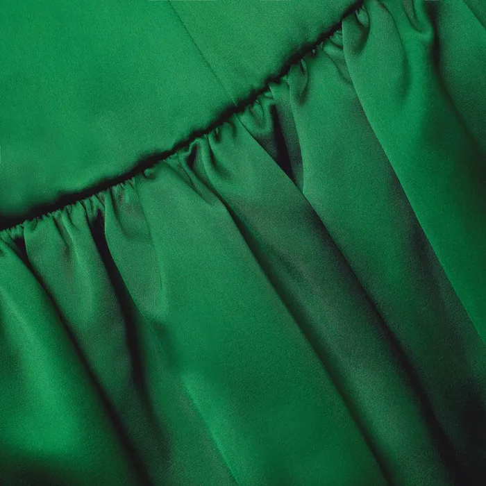 Self Portrait Dresses Women Green Satin Bandeau Maxi Dress