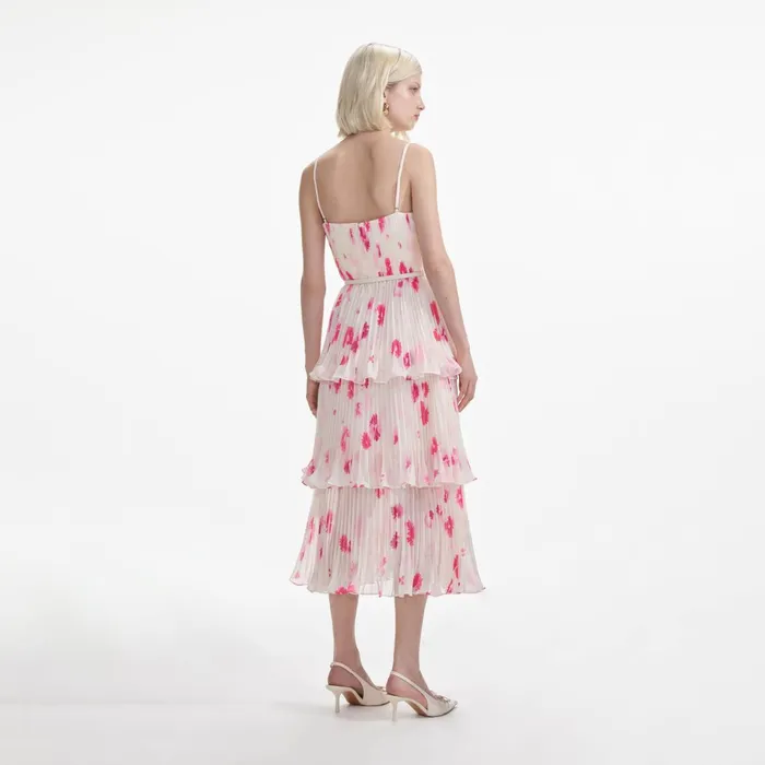 Self Portrait Dresses Women Printed Chiffon Tiered Midi Dress