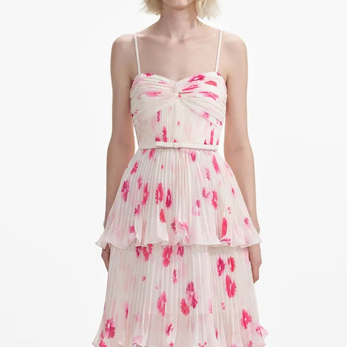 Self Portrait Dresses Women Printed Chiffon Tiered Midi Dress