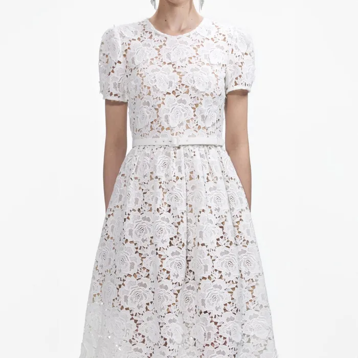 Self Portrait Dresses Women White Floral Lace Midi Dress