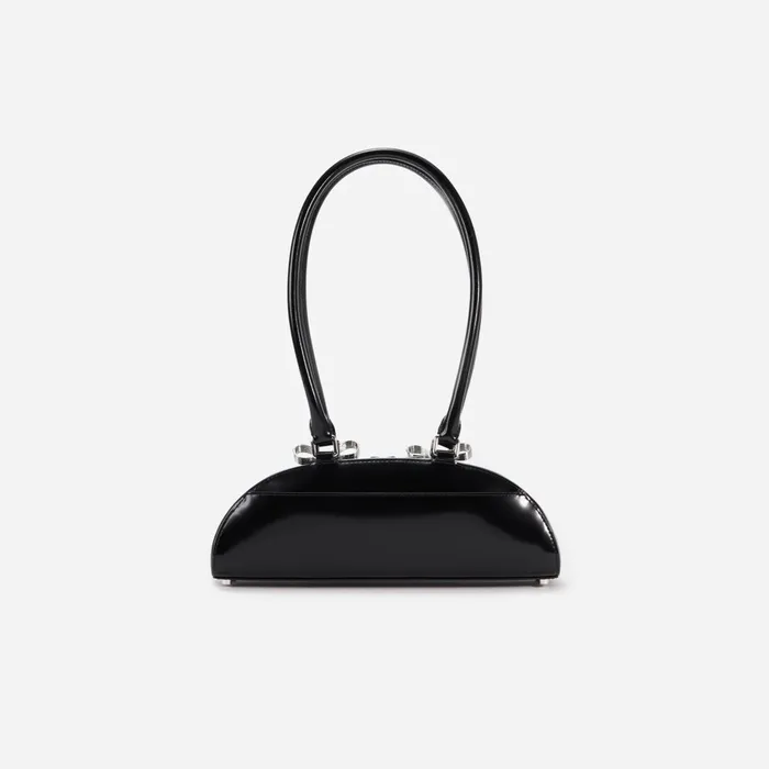Self Portrait Handbags Women Black Leather Curved Shoulder Bag