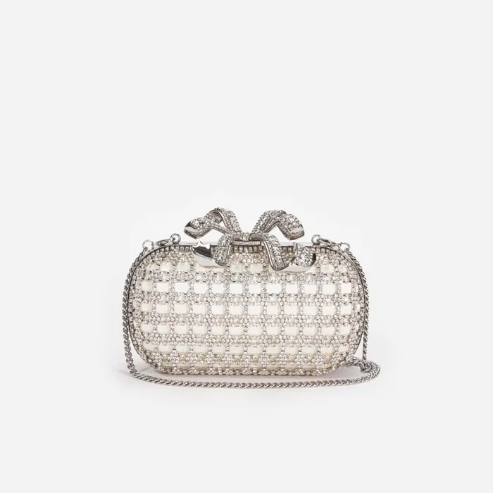 Self Portrait Handbags Women Champagne Crystal Clutch Bag