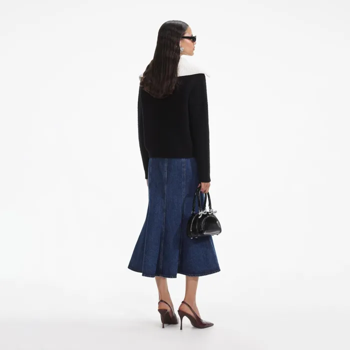 Self Portrait Knitwear Women Black Cashmere Blend Oversized Jumper