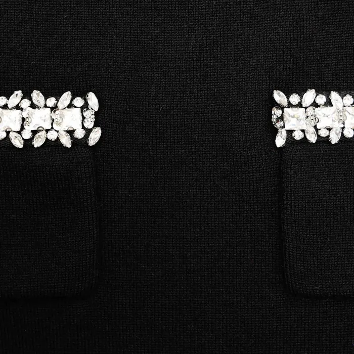 Self Portrait Knitwear Women Black Knit Embellished Mini Skirt