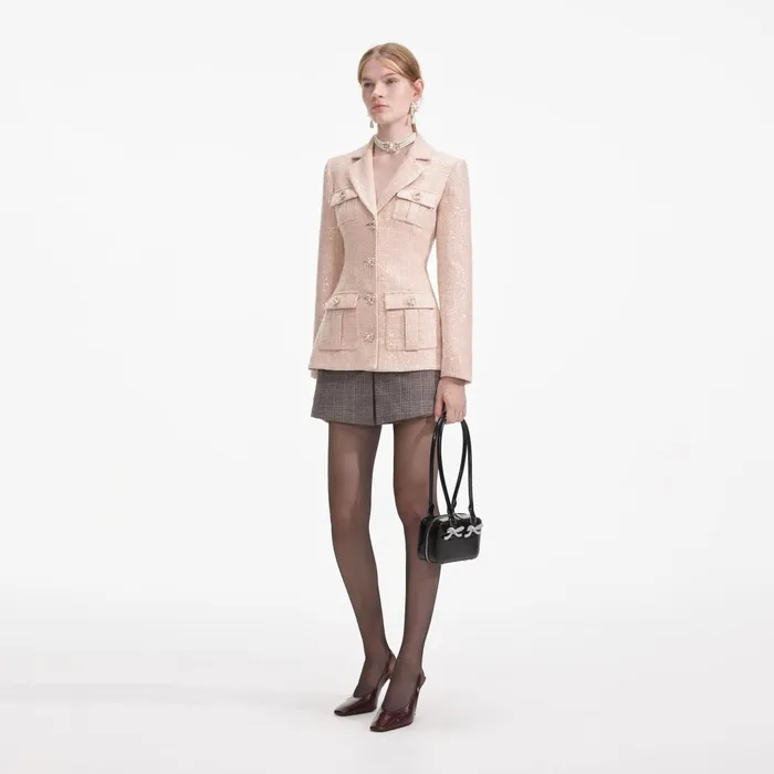 Self Portrait Outerwear Women Sequin Boucle Jacket