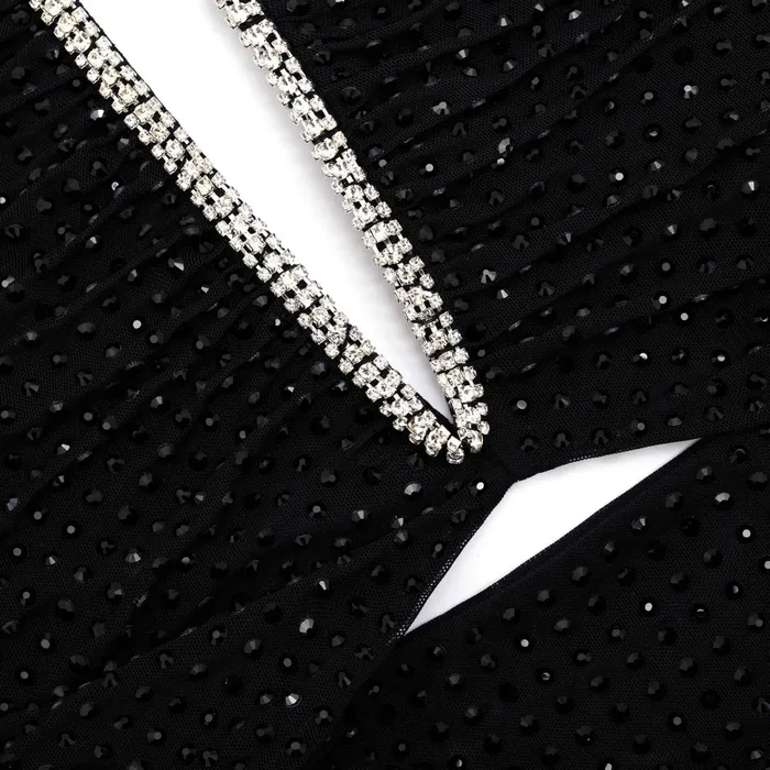 Self Portrait Tops Women Black Jersey Rhinestone Top