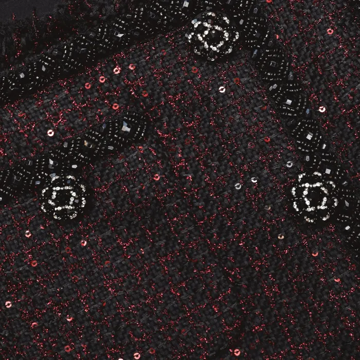 Self Portrait Tops Women Black Metallic Boucle Top