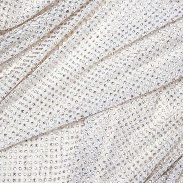 Self Portrait Tops Women Champagne Rhinestone Mesh Top Cream