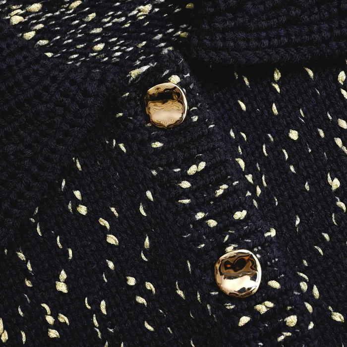 Self Portrait Tops Women Navy Metallic Merino Cardigan