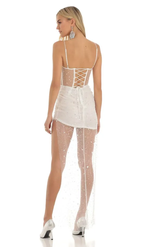Sequin Maxi Dress White Women LUCY IN THE SKY Maxi Dresses Sequin Maxi Dress White Women LUCY IN THE SKY Maxi Dresses