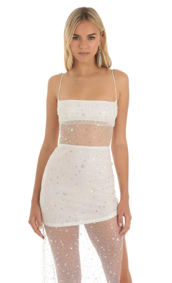 Sequin Maxi Dress White Women LUCY IN THE SKY Maxi Dresses Sequin Maxi Dress White Women LUCY IN THE SKY Maxi Dresses