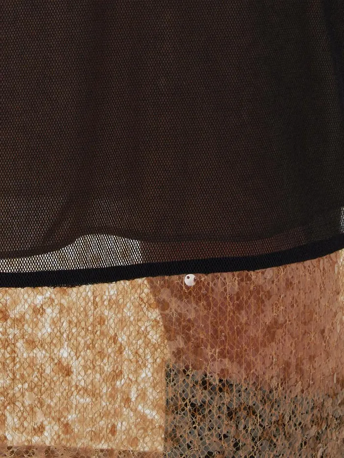 Sequin Mesh Skirt Black Women Jigsaw Skirts