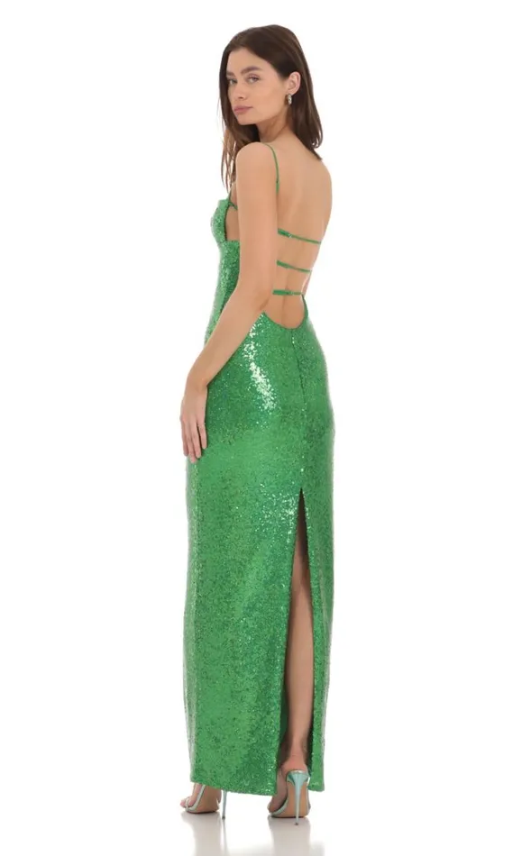 Sequin Open Back Maxi Dress Green Women LUCY IN THE SKY Maxi Dresses Sequin Open Back Maxi Dress Green Women LUCY IN THE SKY Maxi Dresses