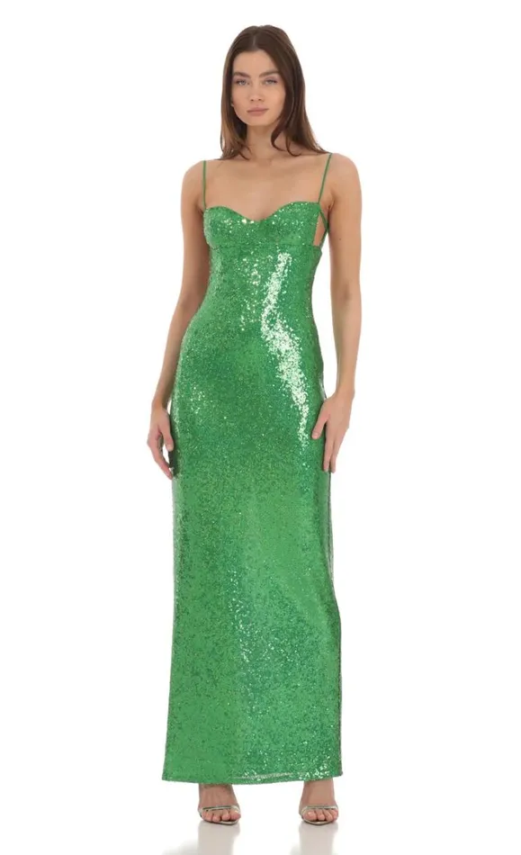Sequin Open Back Maxi Dress Green Women LUCY IN THE SKY Maxi Dresses Sequin Open Back Maxi Dress Green Women LUCY IN THE SKY Maxi Dresses