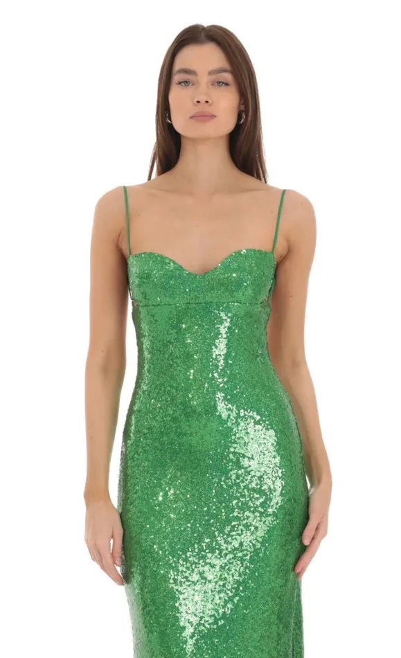 Sequin Open Back Maxi Dress Green Women LUCY IN THE SKY Maxi Dresses Sequin Open Back Maxi Dress Green Women LUCY IN THE SKY Maxi Dresses