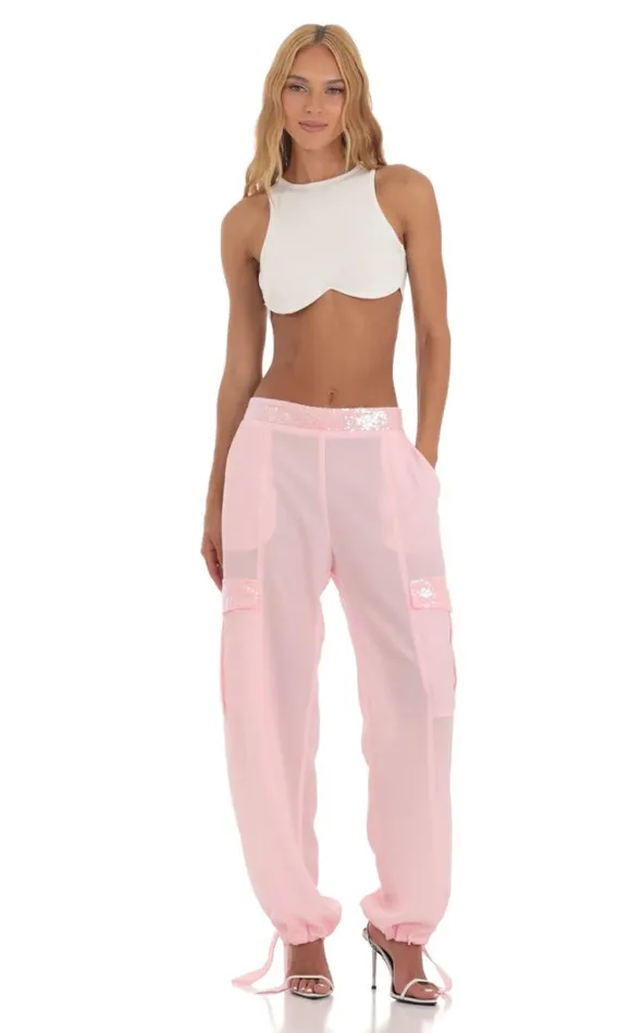 Sequin Pants Pink Women LUCY IN THE SKY Pants
